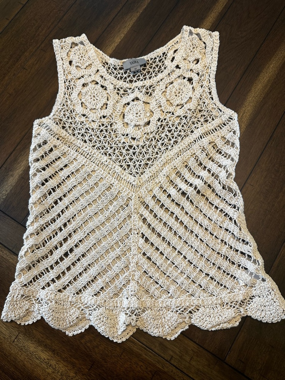 Yaira Cream Crochet Tank — Sleeveless Open-Knit Summer Top
